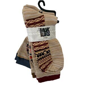 NWT 3 Pair Muk Luks Men’s OSFM Nordic Pattern Crew Socks Neutral Bamboo